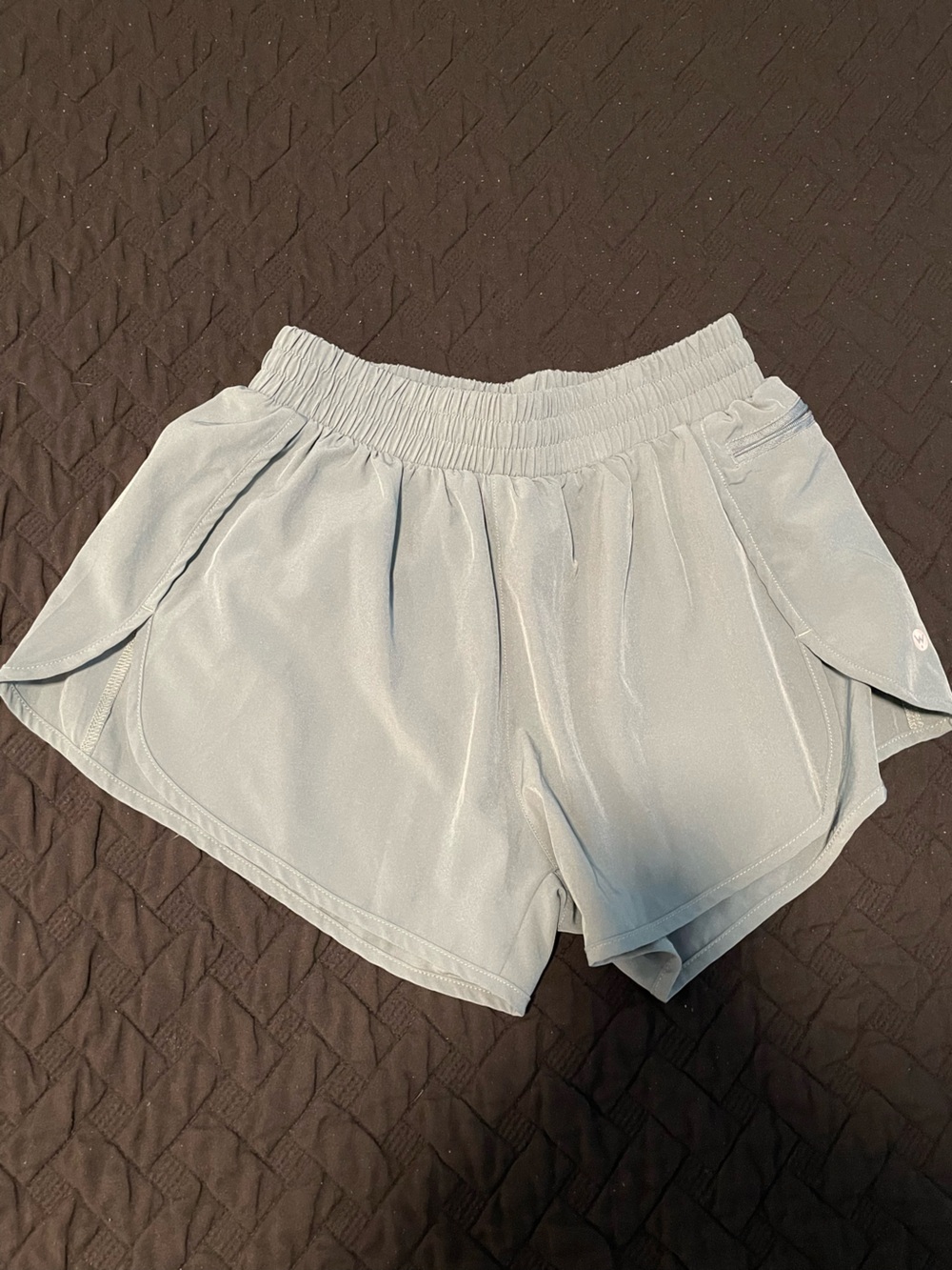 Fabletics Pale Gray Elastic-Waist Athletic Shorts